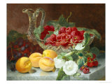 Still Life of Raspberries in a Glass Bowl