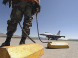 US Air Force Crew Chief Waits to Chalk the Flight of on Kingsley Field  Oregon  August 7  2007