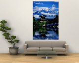 Pagoda Reflected in Black Dragon Pool in Front of Jade Dragon Snow Mountain  Lijiang  China