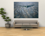 A B-2 Stealth Bomber Flies Above the Patterned Terrain of Southwestern Nebraska