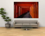 Traditional Torii with Inscription at Fushimi Inari Shrine Near Kyoto  Kyoto  Kinki  Japan