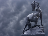 Horse Sculpture Against Storm Clouds at Entrance of Musee d'Orsay  Paris  France