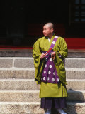 Buddhist Monk at Higashi-Hongan-Ji Temple of the Jodo-Shinsu Sect  Kyoto  Japan