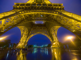 Eiffel Tower Illuminated at Night  Paris  France