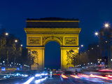 The Arc de Triomphe and the Champs Elysees at Twilight  Paris  France