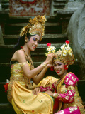Balinese Dancers in Front of Temple in Ubud  Bali  Indonesia