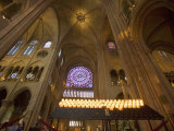 Interior of Notre Dame Cathedral  Paris  France