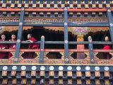 Monks in the Kichu Lhakhang Dzong  Paro  Bhutan