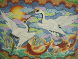 Ceiling Mural of Cranes and Catfish  Nankunshen Temple  Peimen  Taiwan