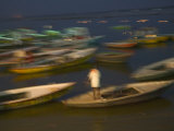 Worship Ceremony at Night by Ganges River  Varanasi  India