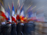 Military Ceremony with Flags at the Arc de Triomphe  Paris  France