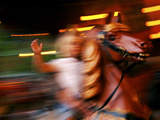 Child on Carousel at Grona Lund Amusement Park  Stockholm  Sweden