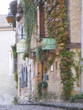 Cobblestone Street with Half Timber Stone Houses  Place De La Myrpe  Bergerac  Dordogne  France