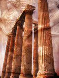 Greek Columns and Greek Carvings of Women  Temple of Zeus  Athens  Greece