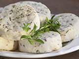 French Goat Cheese on Wooden Table  Clos Des Iles  Le Brusc  Cote d'Azur  Var  France