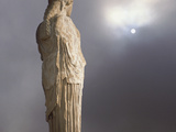 Caryatid from the Classical Era Adjacent to the Parthenon at the Acropolis  Athens  Greece