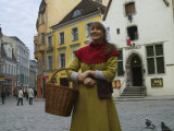 Girl in Traditional Dress  Town Hall Square  Tallinn  Estonia