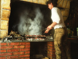 Making Duck Breast on Grill in Auberge Les Vignes  Sauternes  Bordeaux  Gironde  France