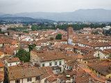 Elevated View of the Town with Foggy Hills in Background  Lucca  Italy