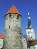 St Olaf's Church and Town  Wall with Towers  Tallinn  Estonia