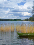 Colorful Canoe by Lake  Trakai  Lithuania