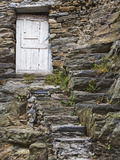 Rock Steps Lead to Old Wooden Door  Vernazza  Italy