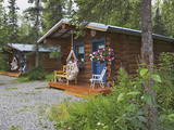 Log Cabins Nestled Among Trees Near Hatcher Pass  Palmer  Alaska  USA
