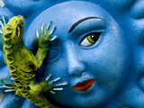 Ceramic Plaque Face and Lizard  San Miguel De Allende  Mexico