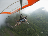 Tandem Hang Gliders Taking off from Pedro Bonita Mountain  Landing on Pepino Beach  Rio De Janiero