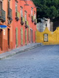 Homes Along Cobblestone Street  San Miguel De Allende  Mexico