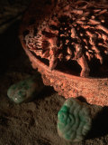 Royal Crypt  Jade  Oyster Shell  and Sub-Jaguar in 6th Century Tomb  Maya  Copan  Honduras