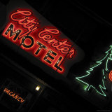Nighttime Detail of Center City Motel Neon Sign  Missoula  Montana  USA