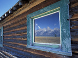Window Reflection of the Mountains at Grand Teton National Park  Wyoming  USA