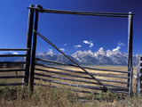 Ranch's Fencing Frames the Mountains of Grand Teton National Park  Wyoming  USA