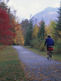Man Riding on Paved Trail  Franconia Notch  New Hampshire  USA