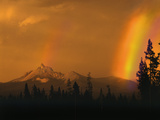 Evening Sun and Passing Rainstorm Over Mt Thielsen  Oregon Cascades Recreation Area  Oregon  USA