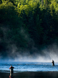 Fly-Fishing in Early Morning Mist on the Androscoggin River  Errol  New Hampshire  USA