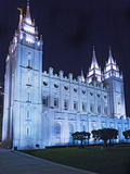Mormon Salt Lake Temple at Night  Salt Lake City  Utah  USA