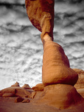 Portion of Delicate Arch Against Clouds  Arches National Park  Utah  USA