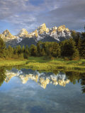 Grand Teton Mountains Reflecting in the Snake River  Grand Teton National Park  Wyoming  USA