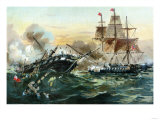 Naval Duel Between the Frigate USS Constitution and the British Ship Guerriere  War of 1812
