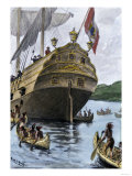 Henry Hudson's Ship  Half Moon  Arriving at Manhattan Island  c1609