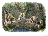 Prospectors Traveling to the California Gold Regions Cross through the Isthmus of Panama  c1849