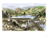 River Operations at Murderer's Bar during the California Gold Rush  c1850