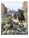US Cavalry Soldier Shooting Apache Sheep-Herders in a Canyon