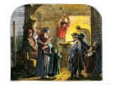 Villagers Watching a Blacksmith Working at His Forge  c1800