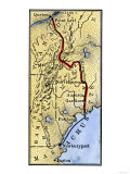 Map of Benedict Arnold's Route to Invade Quebec during the American Revolution  c1775