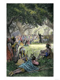 Spanish Missionaries Addressing Native Americans in California