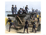 Union Army Spiking the Cannons of Fort Moultrie before Evacuating to Fort Sumter  c1860