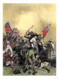 Minutemen at the Battle of Bunker Hill at the Outbreak of the American Revolution  c1775